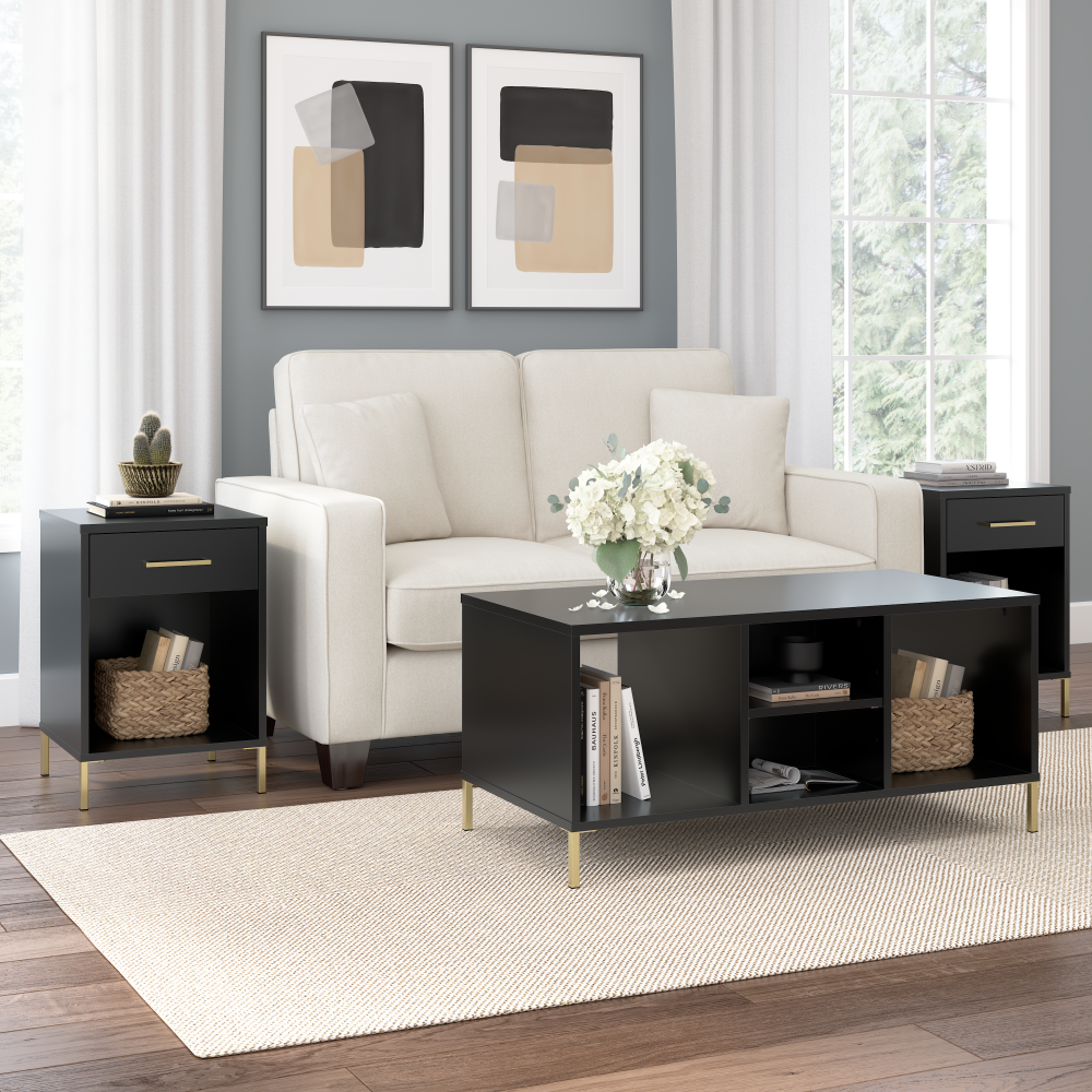 Shop Bush Furniture Soho Coffee Table with End Tables, Image 02, SHH004BL, #color_black stipple