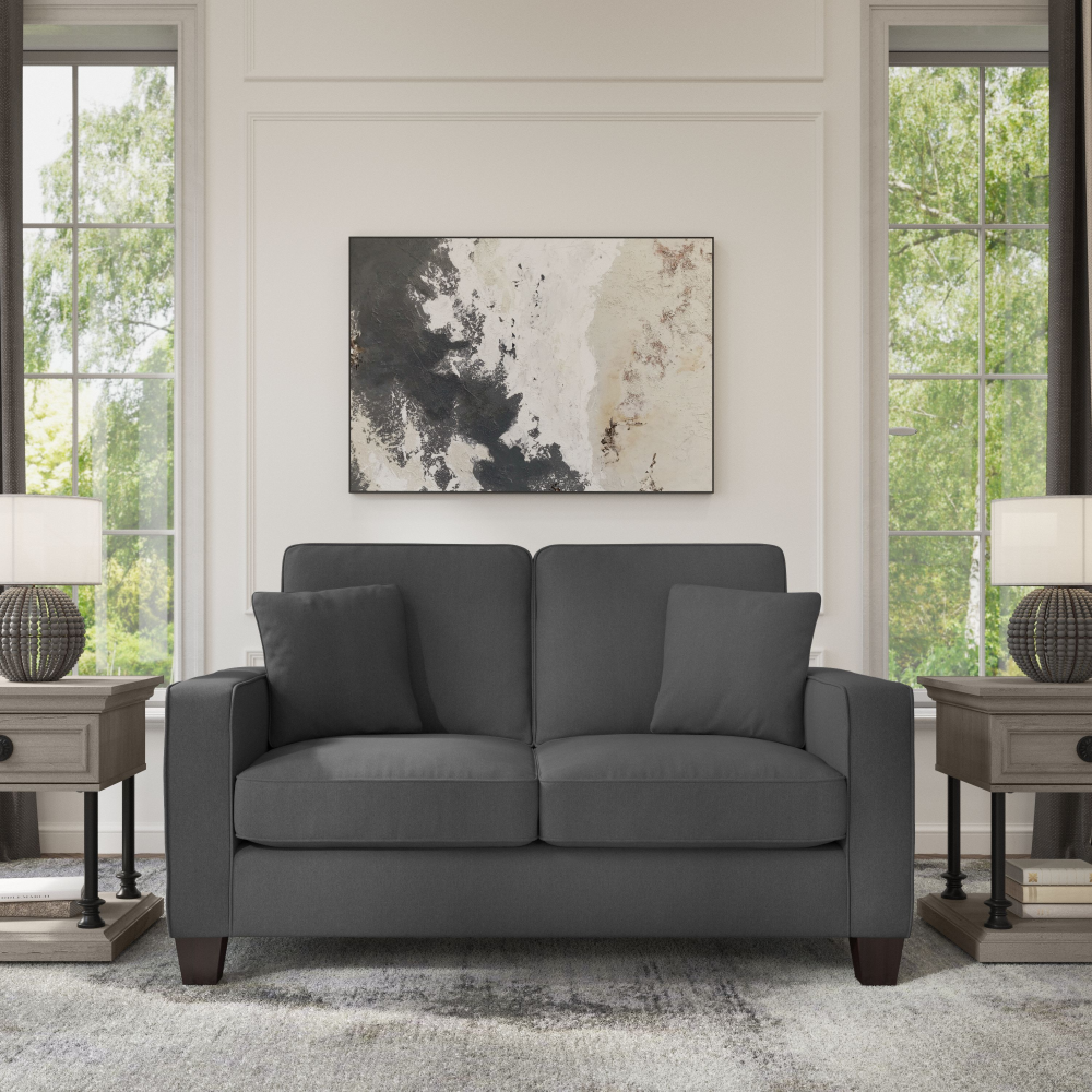 Shop Bush Furniture Stockton 61W Loveseat, Image 02, SNJ61SCGH-03K, #color_charcoal gray herringbone fabr