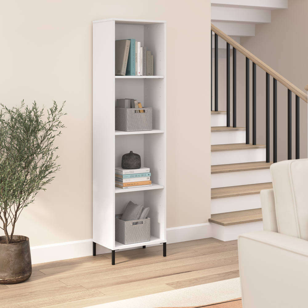 Shop Bush Furniture Essence Narrow Bookcase, Image 02, ESB117WH, #color_white
