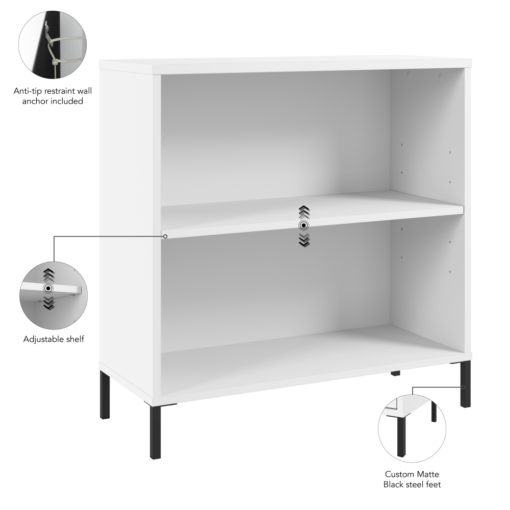 Shop Bush Furniture Essence 2 Shelf Bookcase, Image 07, ESB229WH, #color_white
