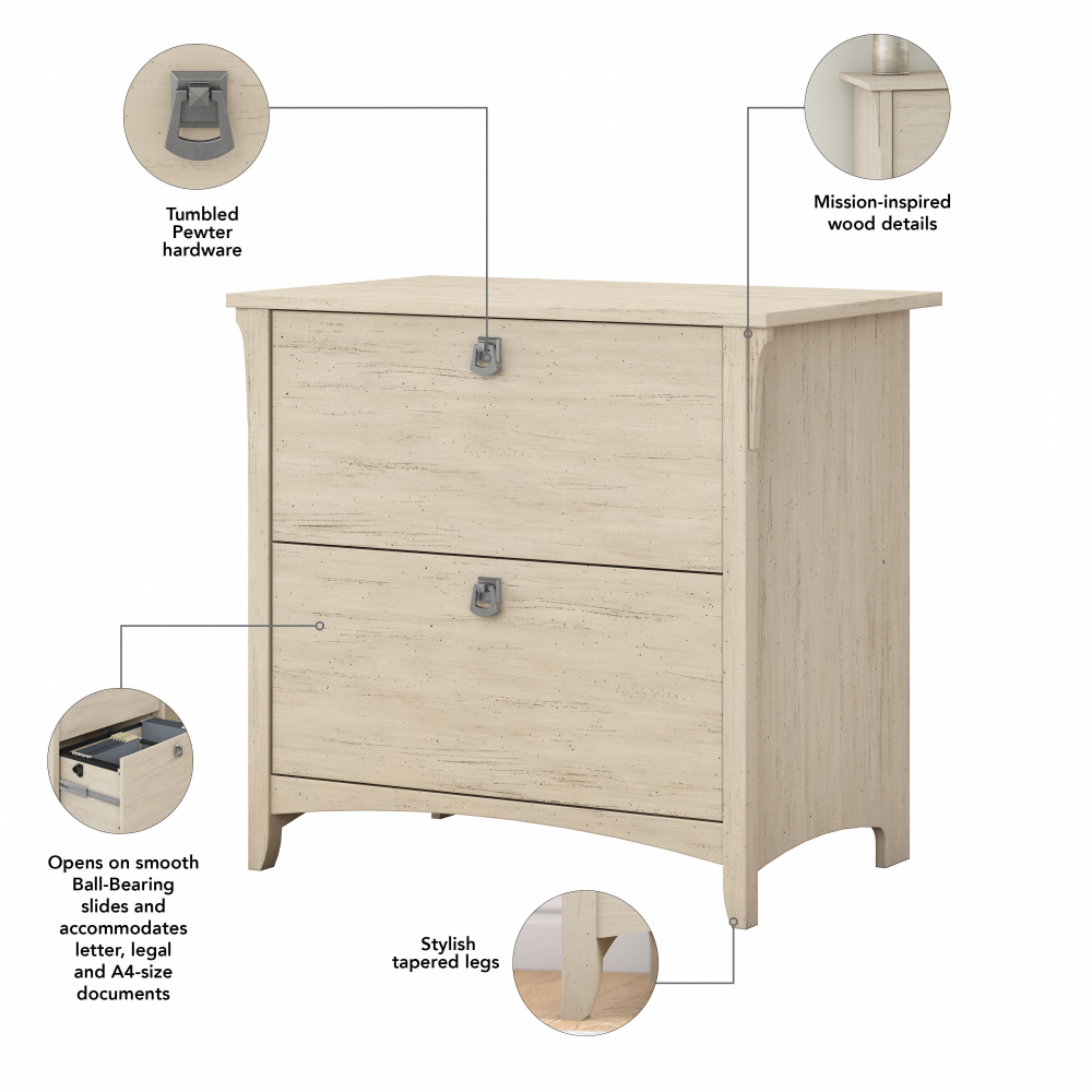 Shop Bush Furniture Salinas 2 Drawer Lateral File Cabinet, Image 06, SAF132AW-03, #color_antique white