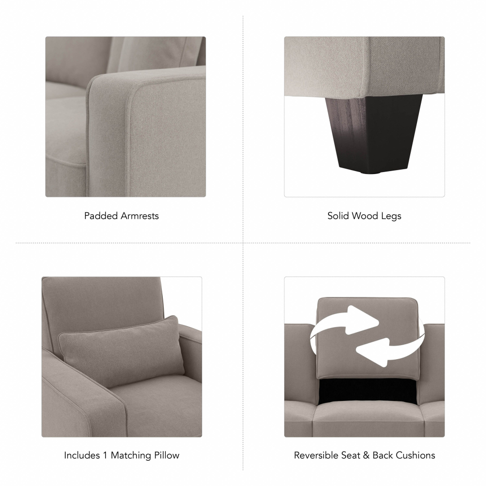 Shop Bush Furniture Stockton Accent Chair with Arms, Image 08, SNK36SBGH-03, #color_beige herringbone fabric