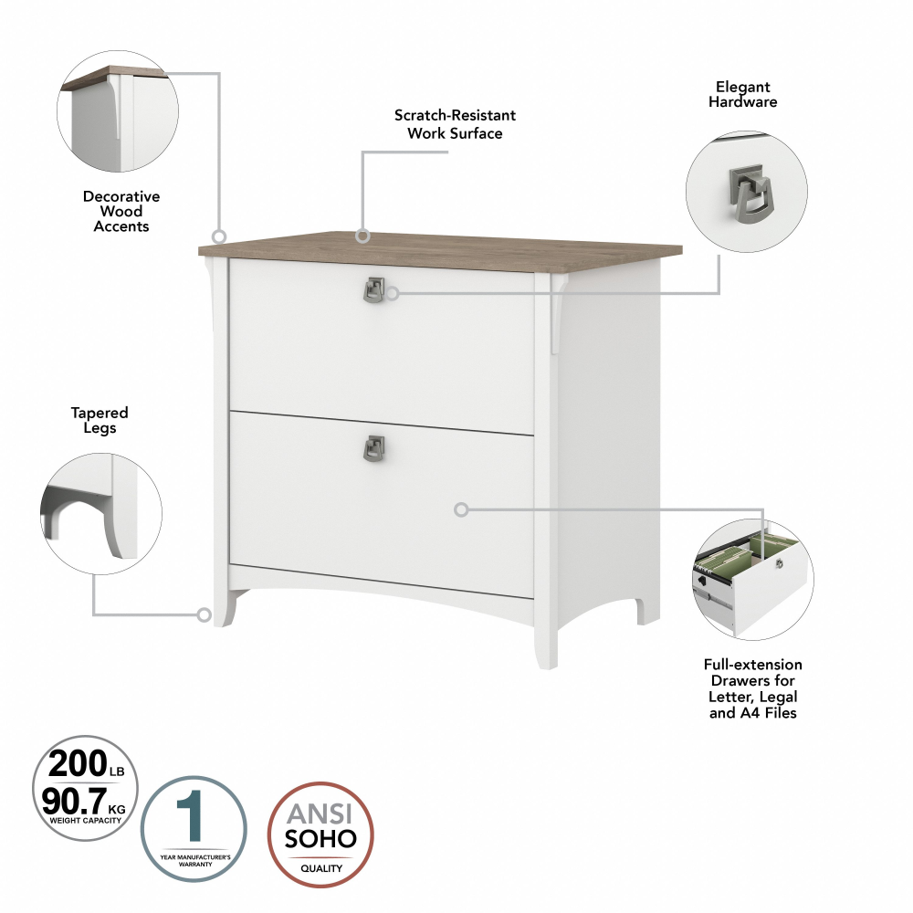 Shop Bush Furniture Salinas 2 Drawer Lateral File Cabinet, Image 07, SAF132G2W-03, #color_shiplap gray/pure white