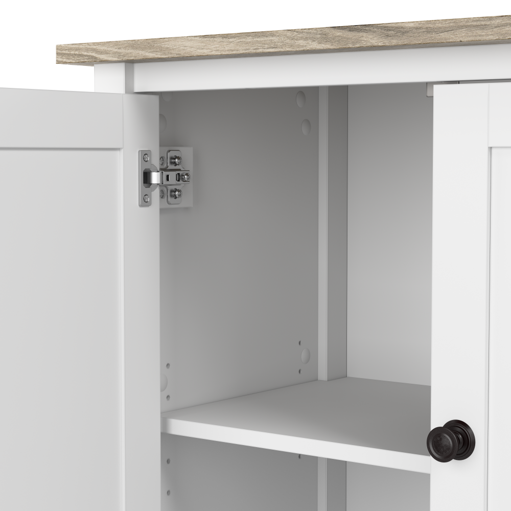 Shop Bush Furniture Mayfield 5 Shelf Bookcase with Doors, Image 03, MAY019GW2, #color_shiplap gray/pure white