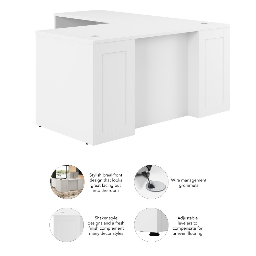 Shop Bush Business Furniture Hampton Heights 60W x 30D Executive L-Shaped Desk, Image 08, HHD022WH, #color_white