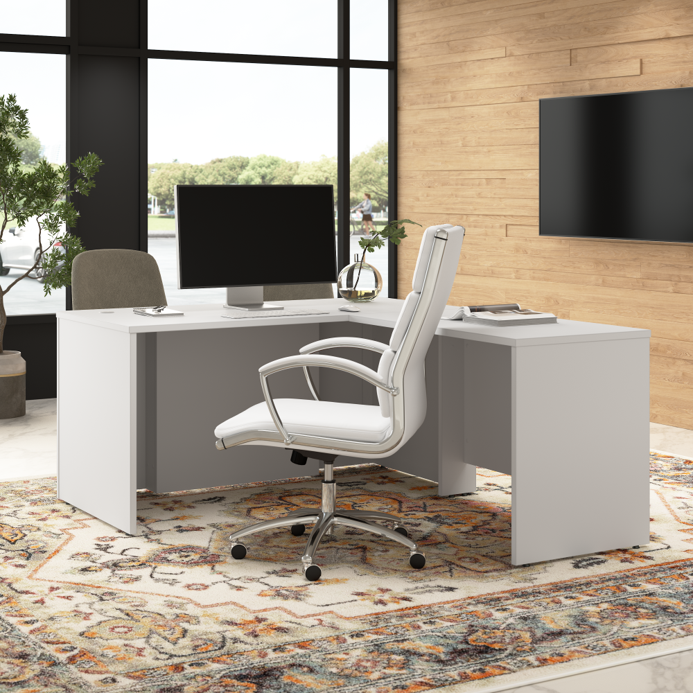 Shop Bush Business Furniture Hampton Heights 60W x 30D Executive L-Shaped Desk, Image 04, HHD022WH, #color_white