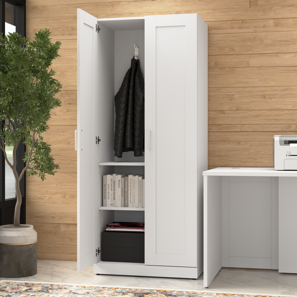 Shop Bush Business Furniture Hampton Heights 30W Tall Storage Cabinet with Doors and Shelves, Image 05, HHS630WH-Z, #color_white