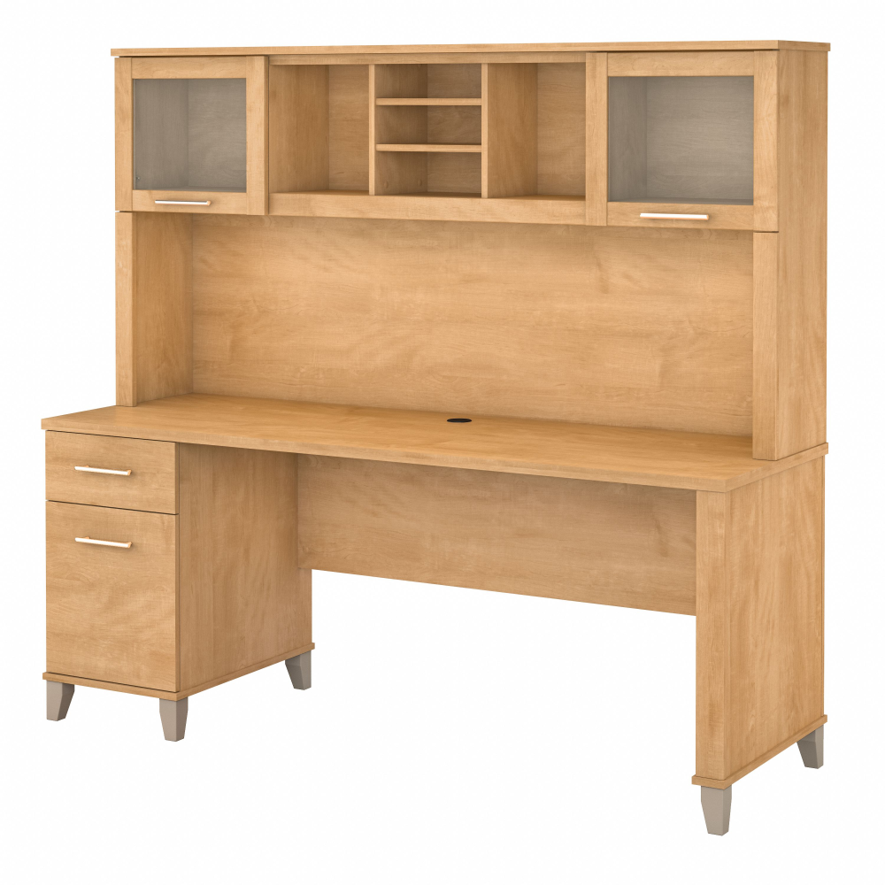 Shop Bush Furniture Somerset 72W Office Desk with Drawers and Hutch, Image 02, SET018MC, #color_maple cross