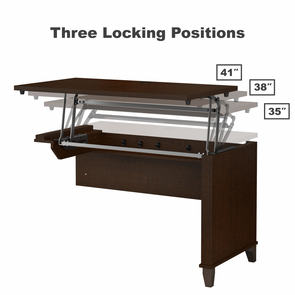 Shop Bush Furniture Somerset 72W 3 Position Sit to Stand L Shaped Desk with Hutch and File Cabinet, Image 07, SET016MR, #color_mocha cherry
