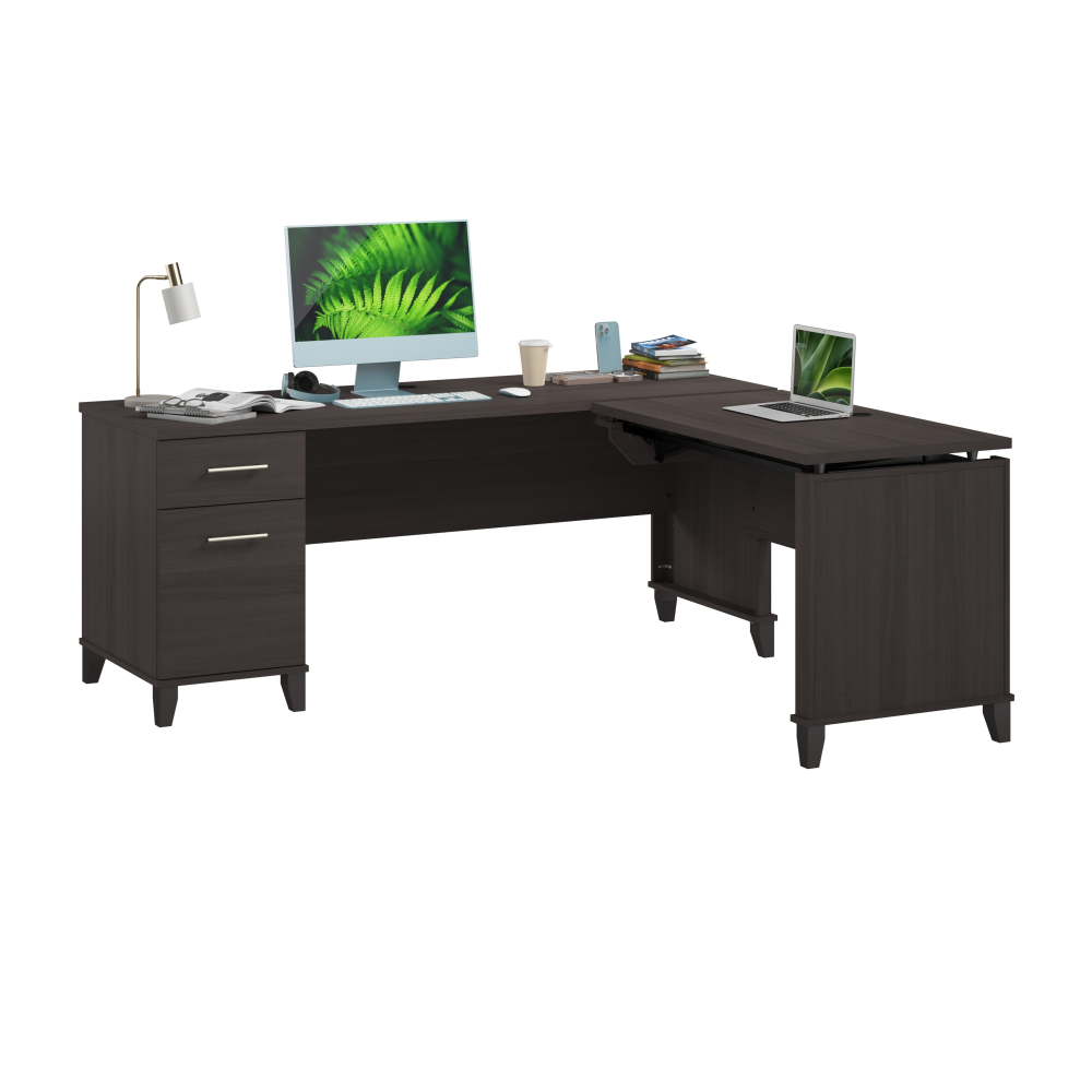 Shop Bush Furniture Somerset 72W 3 Position Sit to Stand L Shaped Desk, Image 02, SET014SG, #color_storm gray
