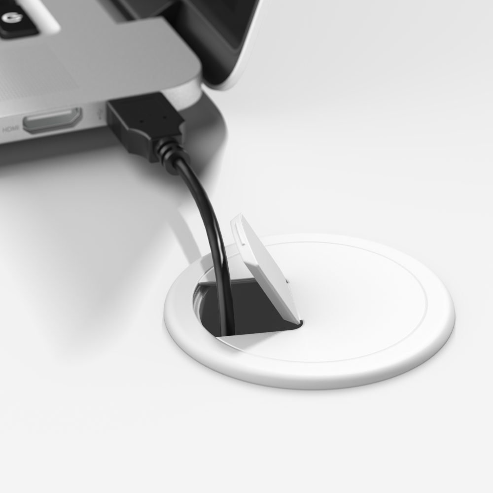 Shop Bush Furniture Cabot 52W 3 Position Sit to Stand Corner Desk with Shelves, Image 05, WC31916, #color_white