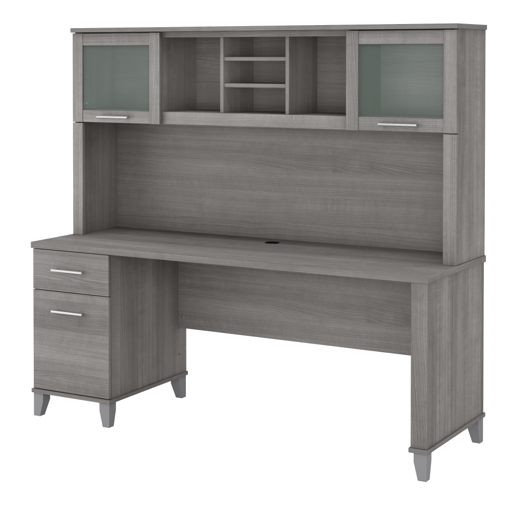 Shop Bush Furniture Somerset 72W Office Desk with Drawers and Hutch, Image 02, SET018PG, #color_platinum gray