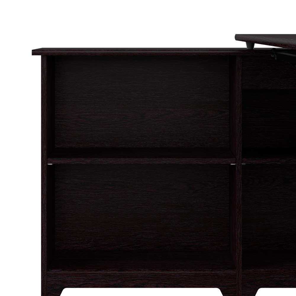 Shop Bush Furniture Cabot 52W 3 Position Sit to Stand Corner Desk with Shelves, Image 04, WC31816, #color_espresso oak
