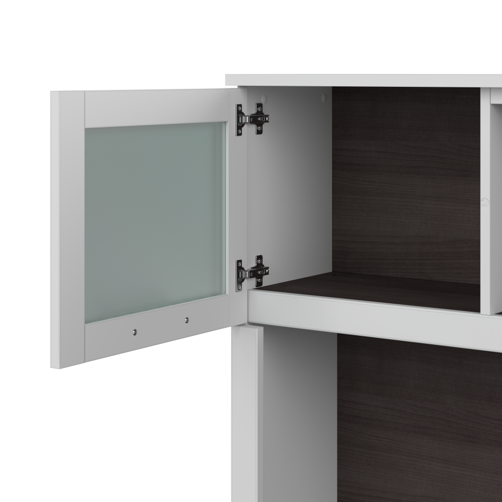 Shop Bush Furniture Somerset 72W 3 Position Sit to Stand L Shaped Desk with Hutch and File Cabinet, Image 04, SET016SGWH, #color_storm gray/white