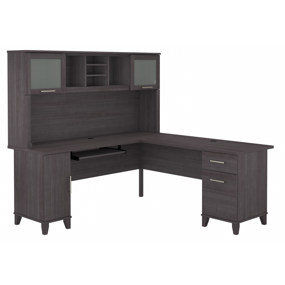 Shop Bush Furniture Somerset 72W L Shaped Desk with Hutch, Image 02, SET001SG, #color_storm gray