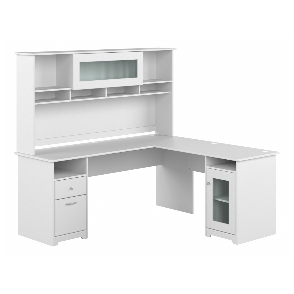 Shop Bush Furniture Cabot 72W L Shaped Computer Desk with Hutch and Storage, Image 02, CAB073WHN, #color_white