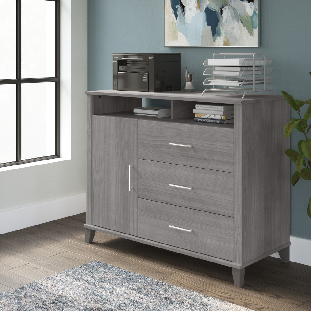 Shop Bush Furniture Somerset Office Storage Credenza, Image 01, STV148PGK-Z2, #color_platinum gray