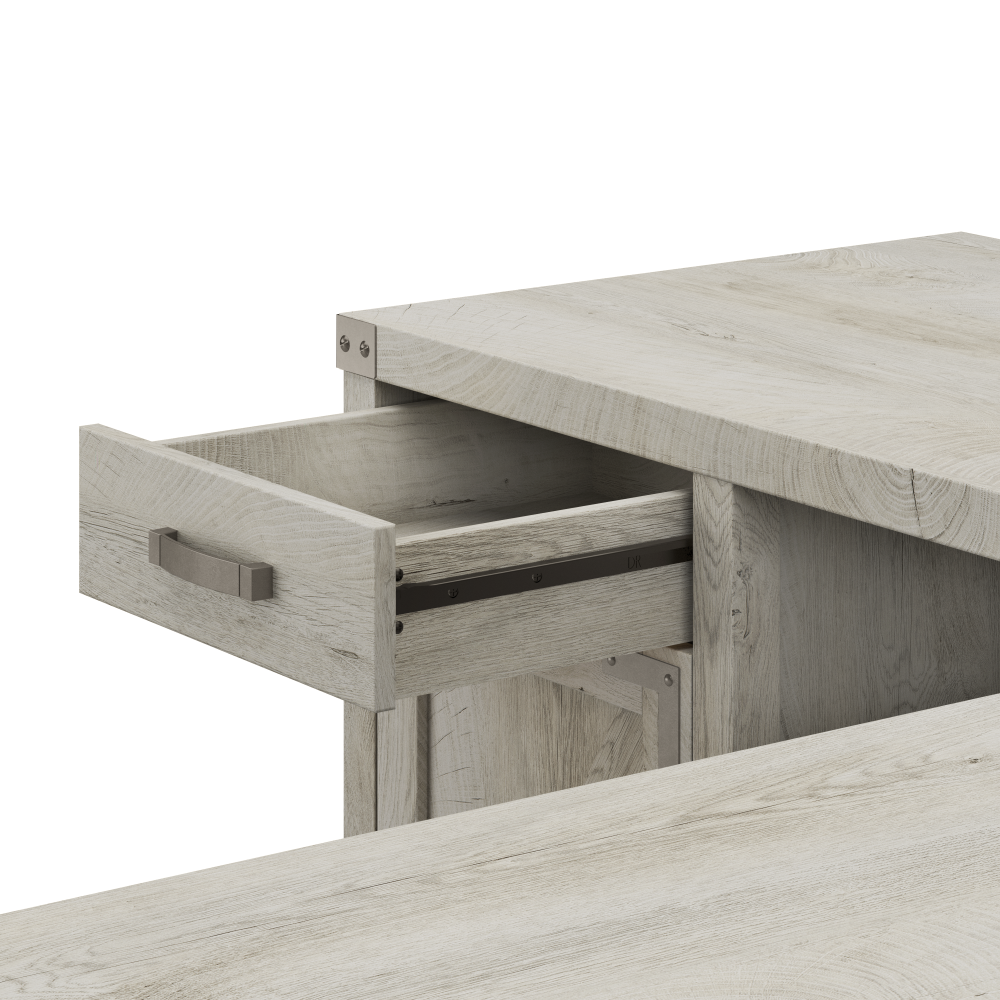 Shop Bush Furniture Knoxville 60W L Shaped Desk with Lateral File Cabinet and 5 Shelf Bookcase, Image 05, CGR005CWH, #color_cottage white