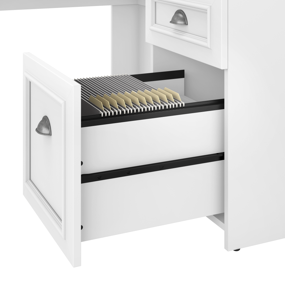 Shop Bush Furniture Fairview 60W L Shaped Desk with Hutch, Image 06, FV004G2W, #color_shiplap gray/pure white