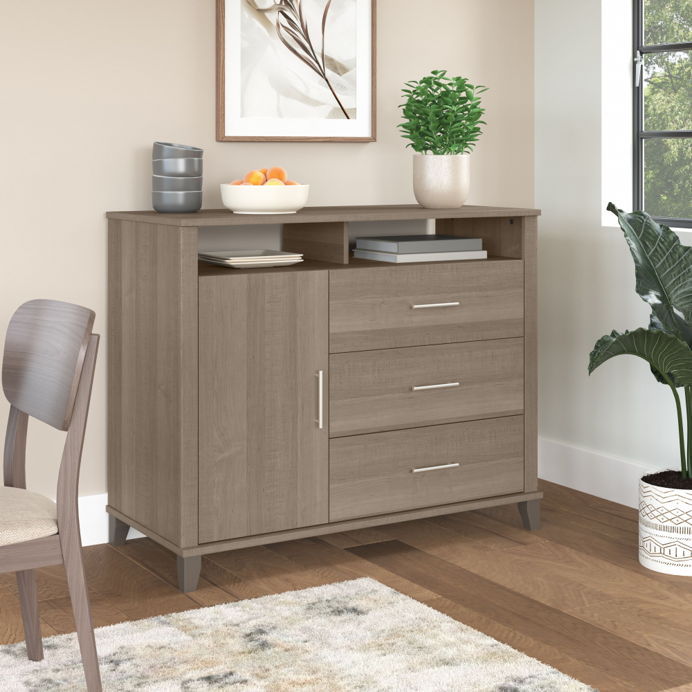 Shop Bush Furniture Somerset Tall Sideboard Buffet Cabinet, Image 01, STV148AGK-Z1, #color_ash gray