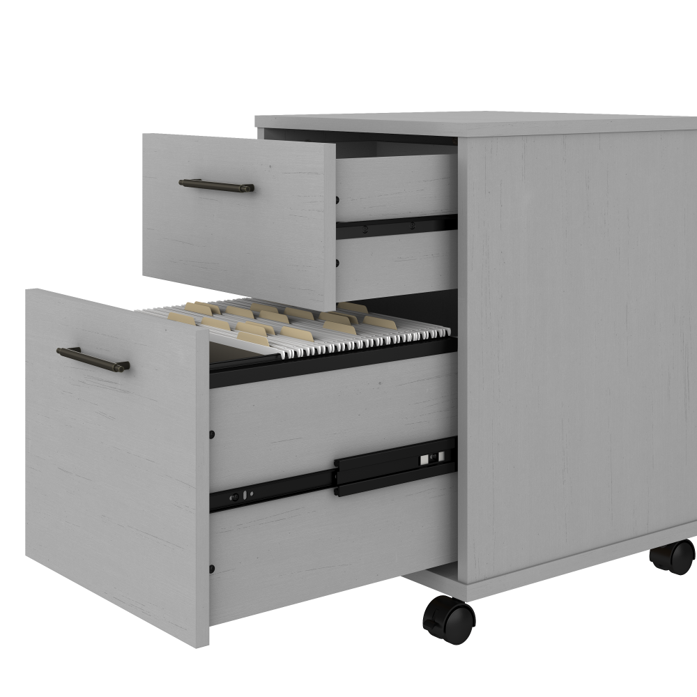 Shop Bush Furniture Key West 60W L Shaped Desk with 2 Drawer Mobile File Cabinet, Image 03, KWS013CG, #color_cape cod gray