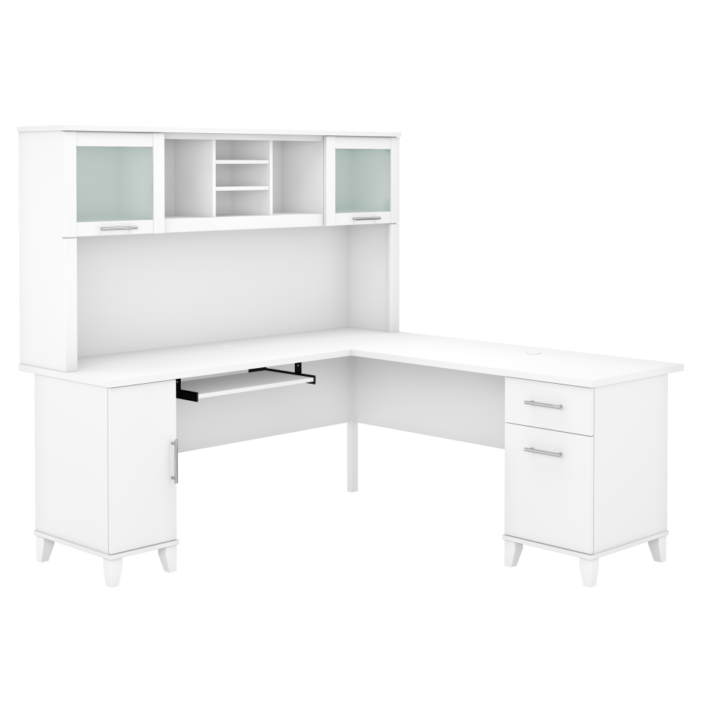 Shop Bush Furniture Somerset 72W L Shaped Desk with Hutch, Image 02, SET001WH, #color_white