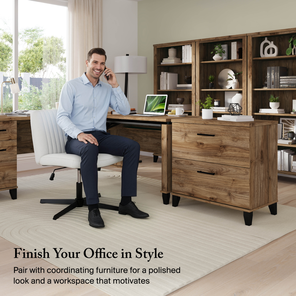 Shop Bush Furniture Somerset 72W 3 Position Sit to Stand L Shaped Desk, Image 03, SET014FW, #color_fresh walnut