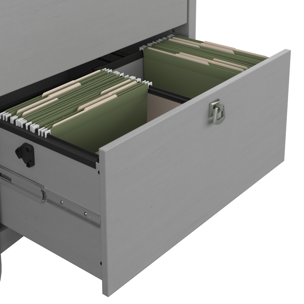 Shop Bush Furniture Salinas 55W Corner Desk with Lateral File Cabinet and 5 Shelf Bookcase, Image 04, SAL013CG, #color_cape cod gray