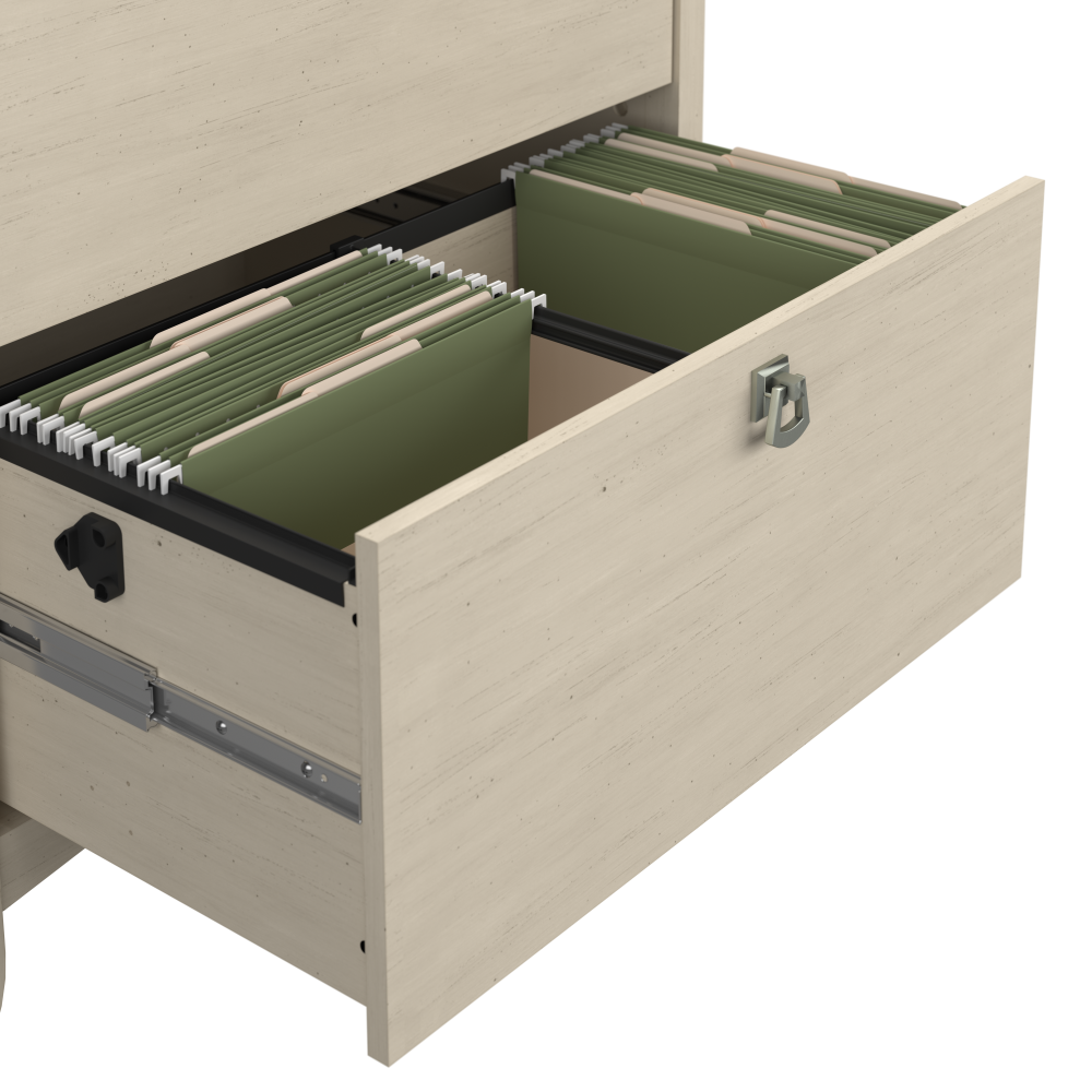 Shop Bush Furniture Salinas Mission Desk with Hutch, Lateral File Cabinet and 5 Shelf Bookcase, Image 05, SAL002AW, #color_antique white