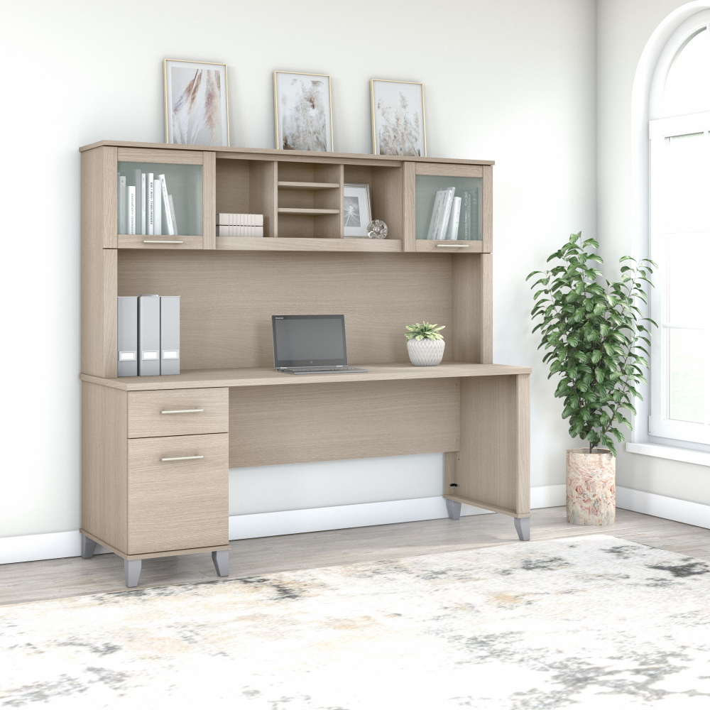 Shop Bush Furniture Somerset 72W Office Desk with Drawers and Hutch, Image 01, SET018SO, #color_sand oak