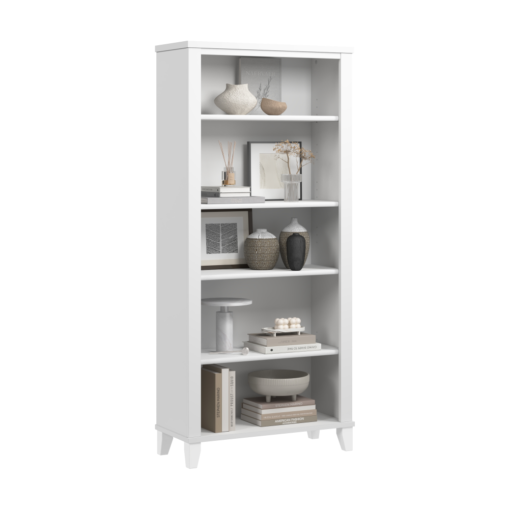 Shop Bush Furniture Somerset Tall 5 Shelf Bookcase, Image 02, WC81965, #color_white