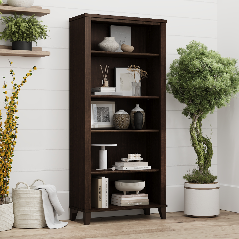 Shop Bush Furniture Somerset Tall 5 Shelf Bookcase, Image 01, WC81865, #color_mocha cherry