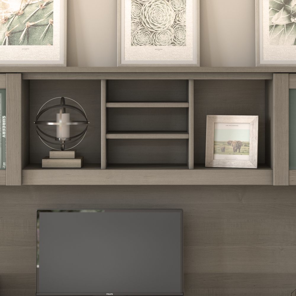 Shop Bush Furniture Somerset 72W Office Desk with Hutch and 5 Shelf Bookcase, Image 04, SET020AG, #color_ash gray