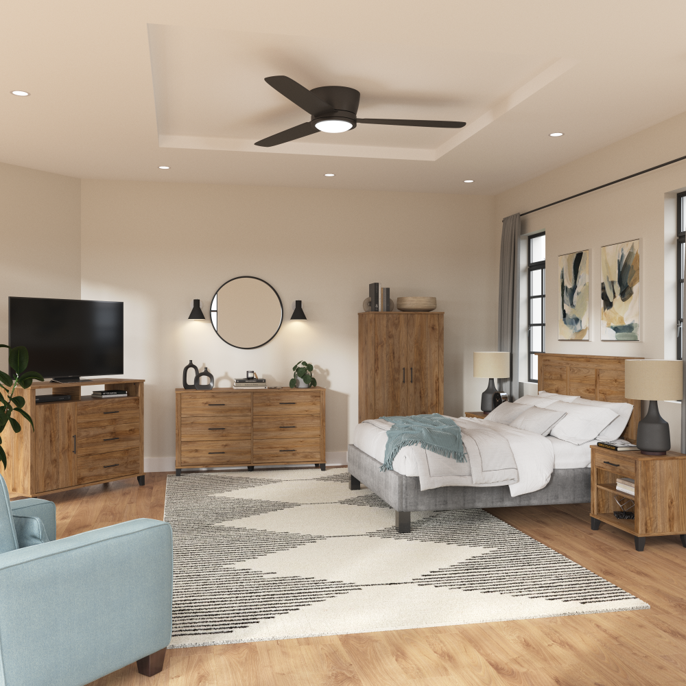 Shop Bush Furniture Somerset 3 Drawer Dresser and Bedroom TV Stand, Image 03, STV148FWK, #color_fresh walnut