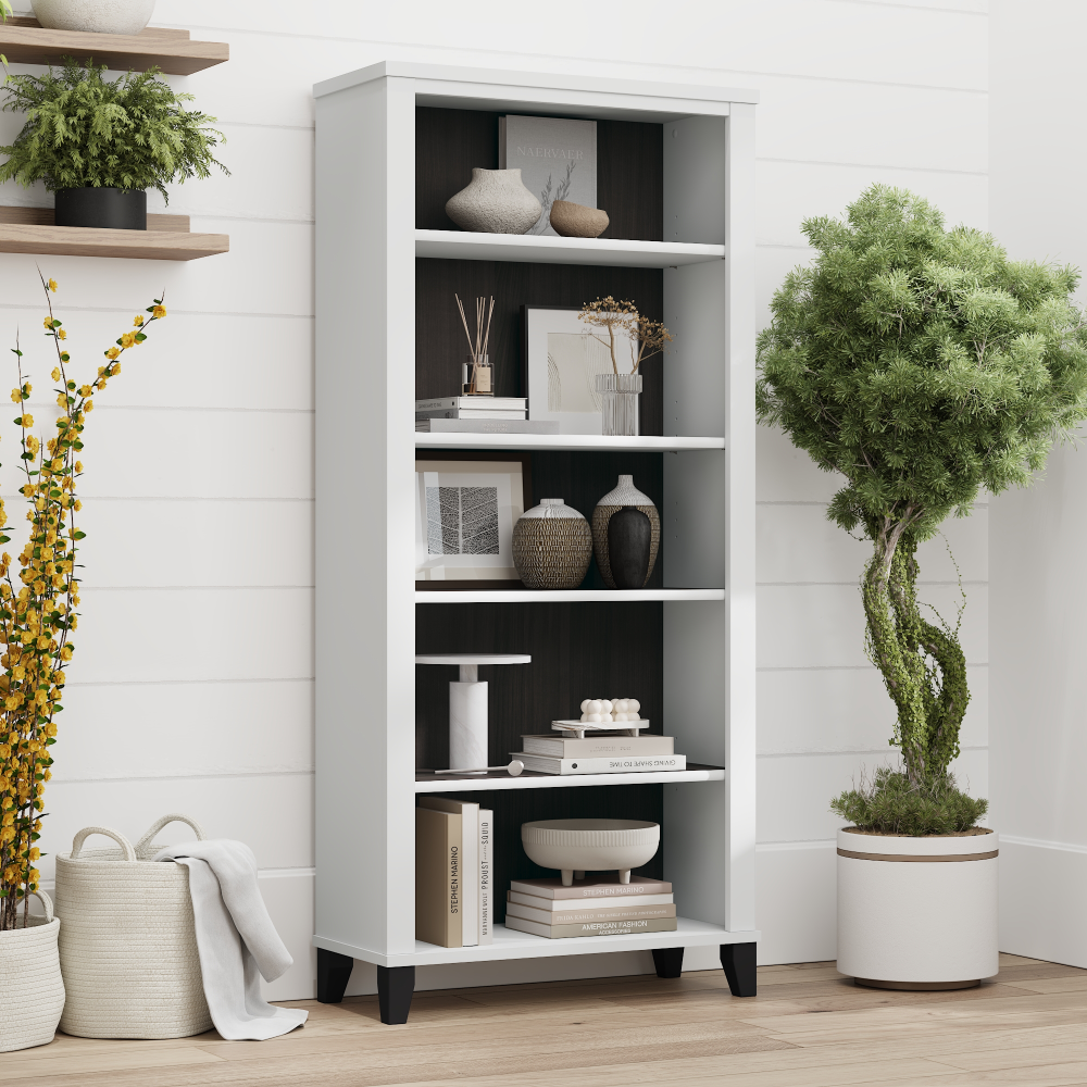 Shop Bush Furniture Somerset Tall 5 Shelf Bookcase, Image 01, WC81065, #color_storm gray/white