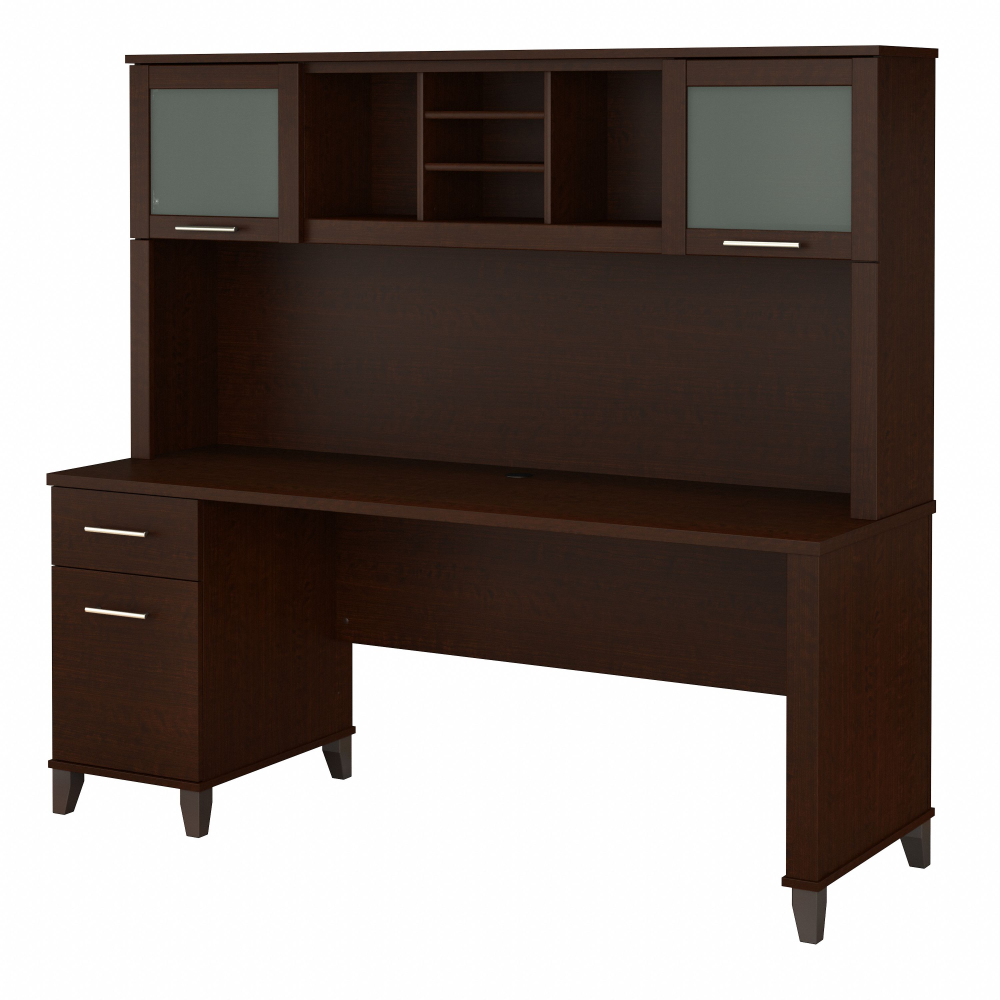 Shop Bush Furniture Somerset 72W Office Desk with Drawers and Hutch, Image 02, SET018MR, #color_mocha cherry