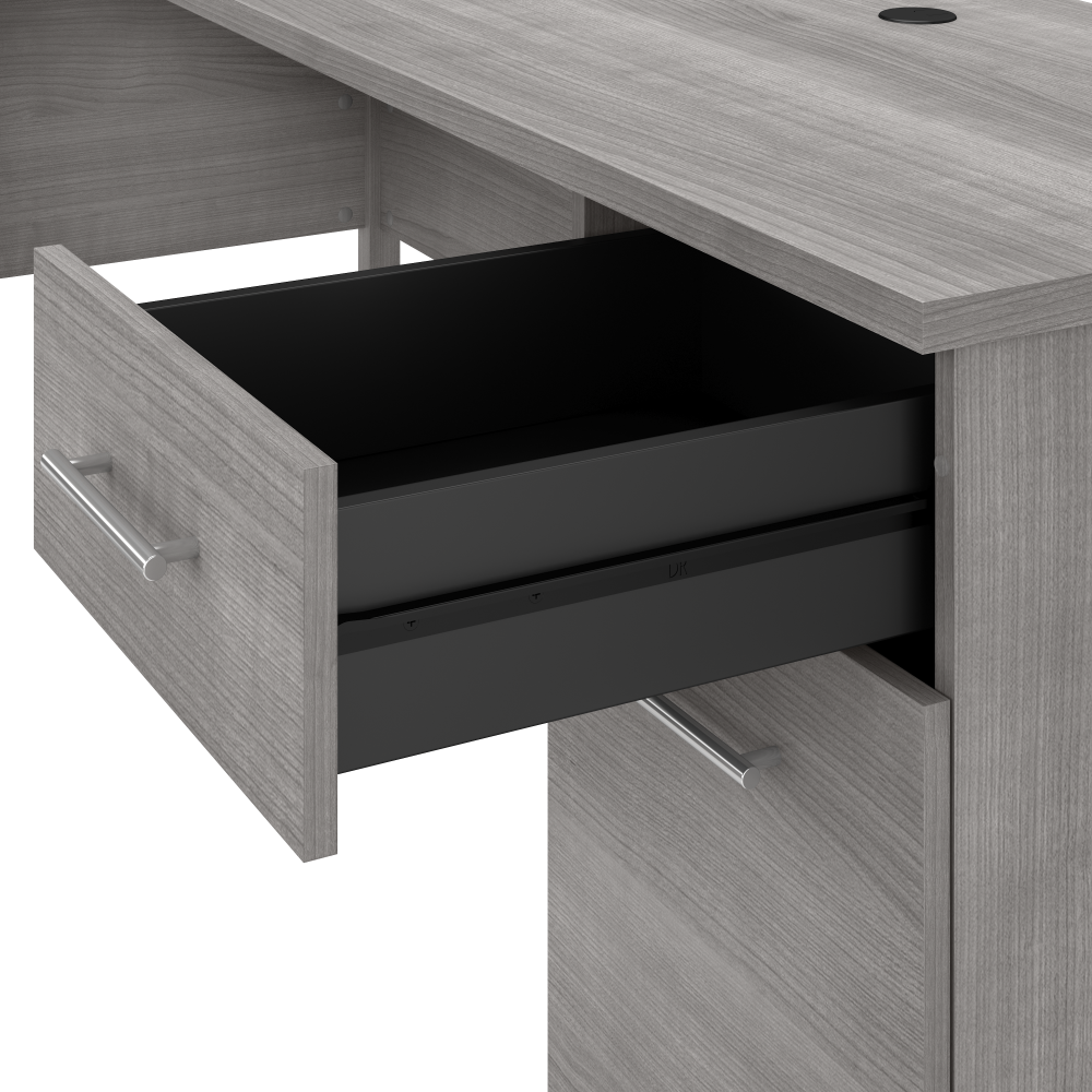 Shop Bush Furniture Somerset 72W 3 Position Sit to Stand L Shaped Desk with Hutch and Bookcase, Image 04, SET017PG, #color_platinum gray