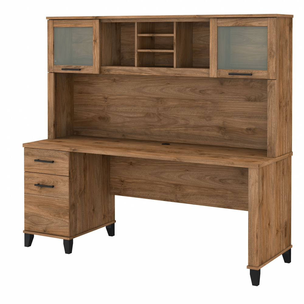 Shop Bush Furniture Somerset 72W Office Desk with Drawers and Hutch, Image 02, SET018FW, #color_fresh walnut