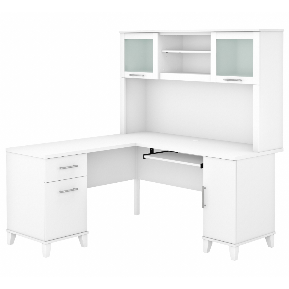 Shop Bush Furniture Somerset 60W L Shaped Desk with Hutch, Image 02, SET002WH, #color_white