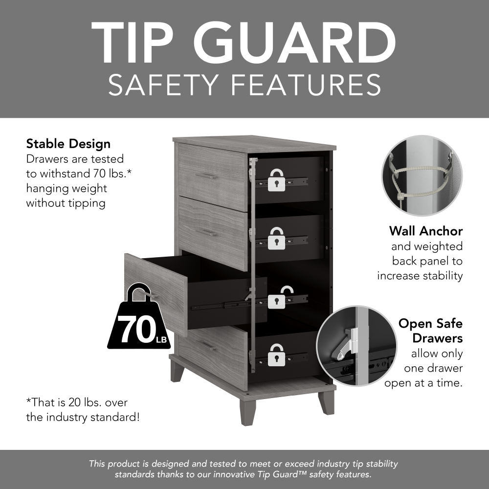 Shop Bush Furniture Somerset Chest of Drawers and Nightstand Set, Image 08, SET034PG, #color_platinum gray