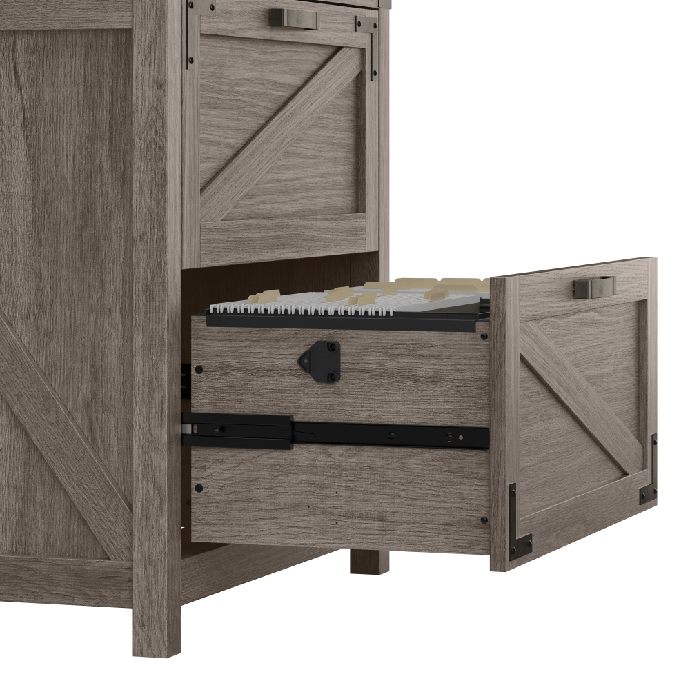 Shop Bush Furniture Knoxville 60W L Shaped Desk with 2 Drawer Lateral File Cabinet, Image 03, CGR004RTG, #color_restored gray