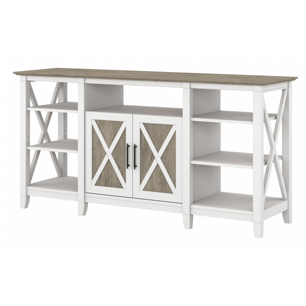 Shop Bush Furniture Key West Tall TV Stand for 65 Inch TV, Image 02, KWV160G2W-03, #color_shiplap gray/pure white