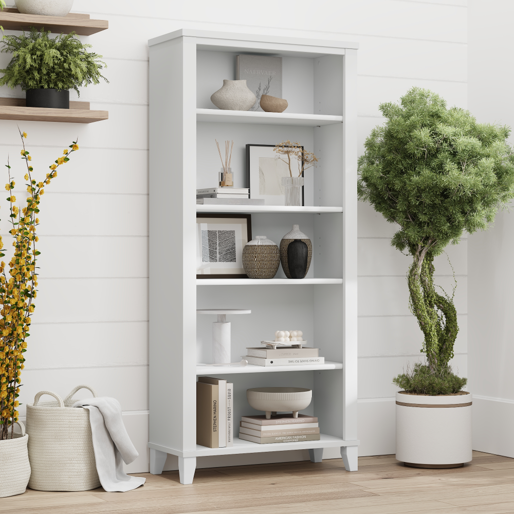 Shop Bush Furniture Somerset Tall 5 Shelf Bookcase, Image 01, WC81965, #color_white