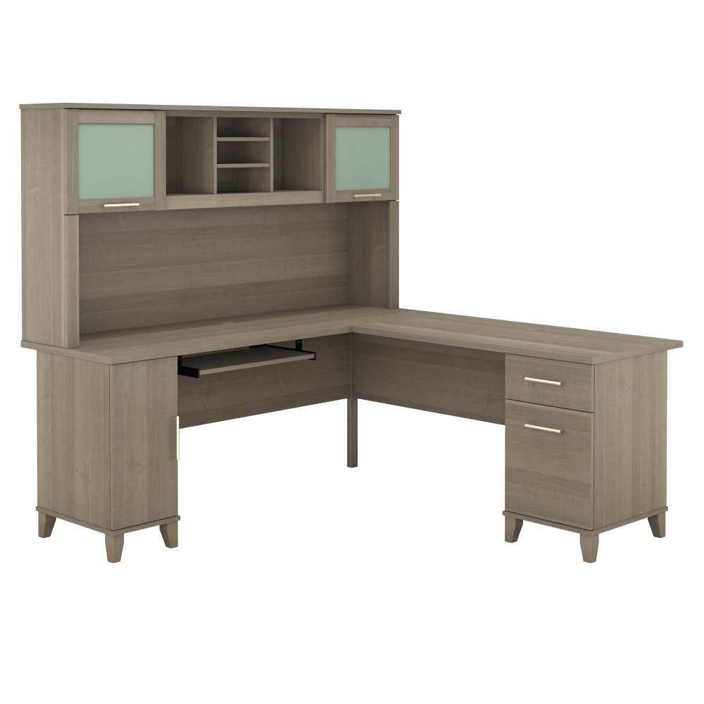 Shop Bush Furniture Somerset 72W L Shaped Desk with Hutch, Image 02, SET001AG, #color_ash gray