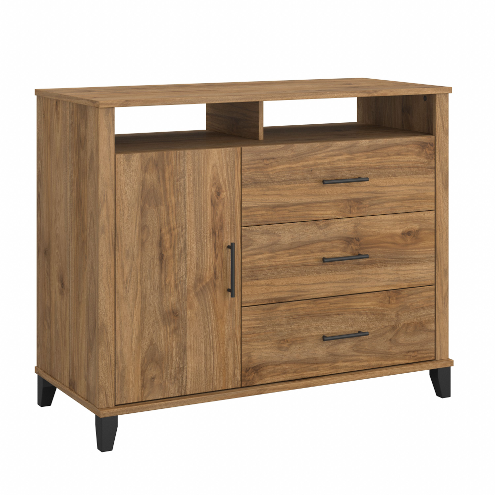 Shop Bush Furniture Somerset Tall Sideboard Buffet Cabinet, Image 02, STV148FWK-Z1, #color_fresh walnut