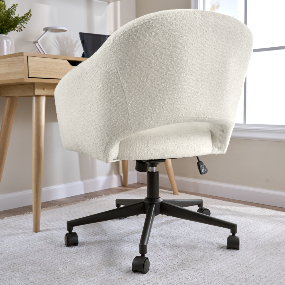 Shop Bush Furniture Fairfax Mid Century Modern Desk Chair for Home Office, Image 04, CH4401LCF-03, #color_light cream fabric