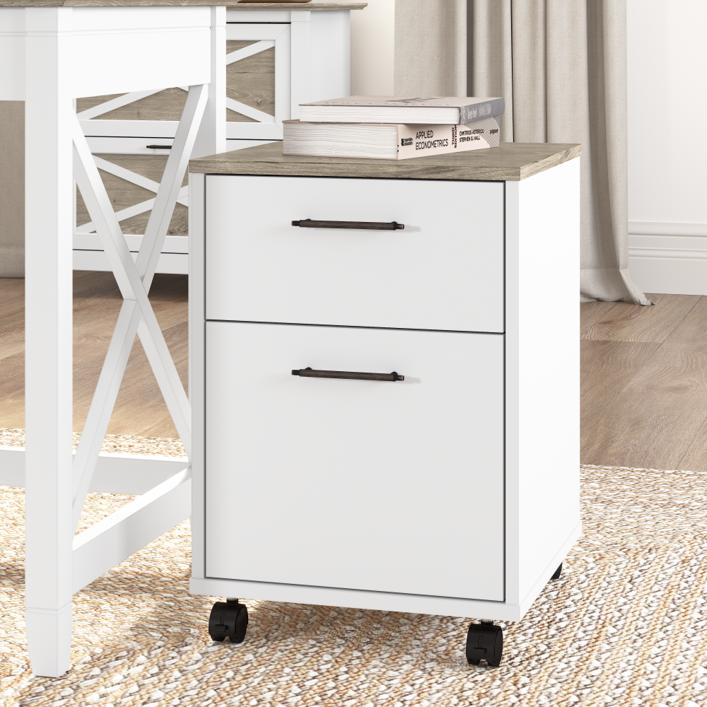 Shop Bush Furniture Key West 2 Drawer Mobile File Cabinet, Image 01, KWF116G2W-03, #color_shiplap gray/pure white