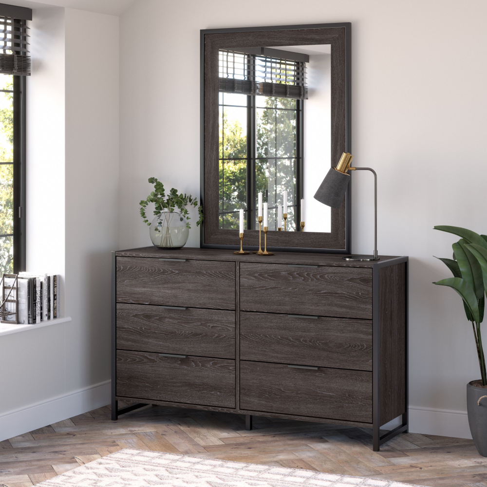 Shop Bush Furniture Atria 6 Drawer Dresser with Mirror, Image 01, ATR015CR, #color_charcoal gray