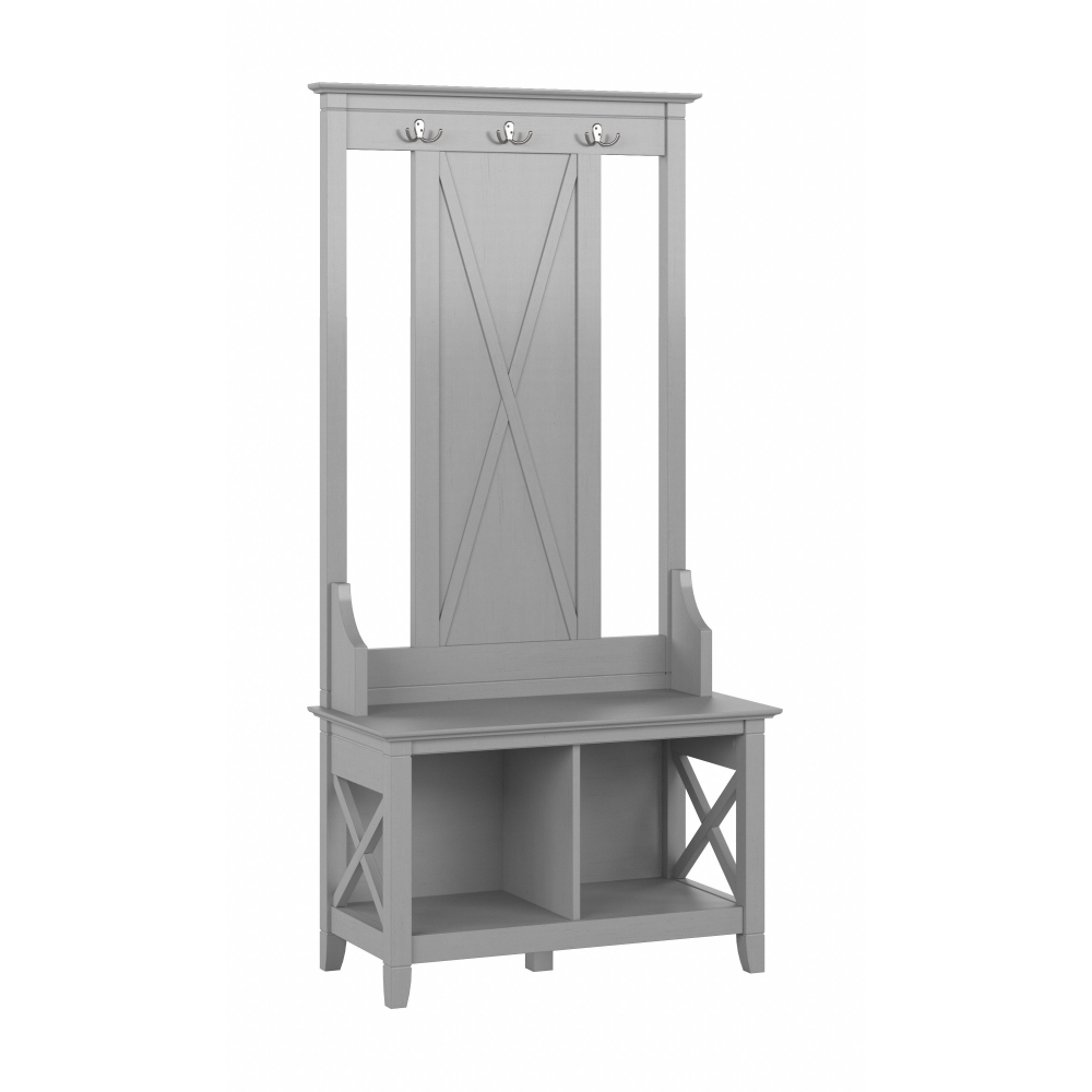 Shop Bush Furniture Key West Hall Tree with Shoe Storage Bench, Image 02, KWS166CG-03, #color_cape cod gray