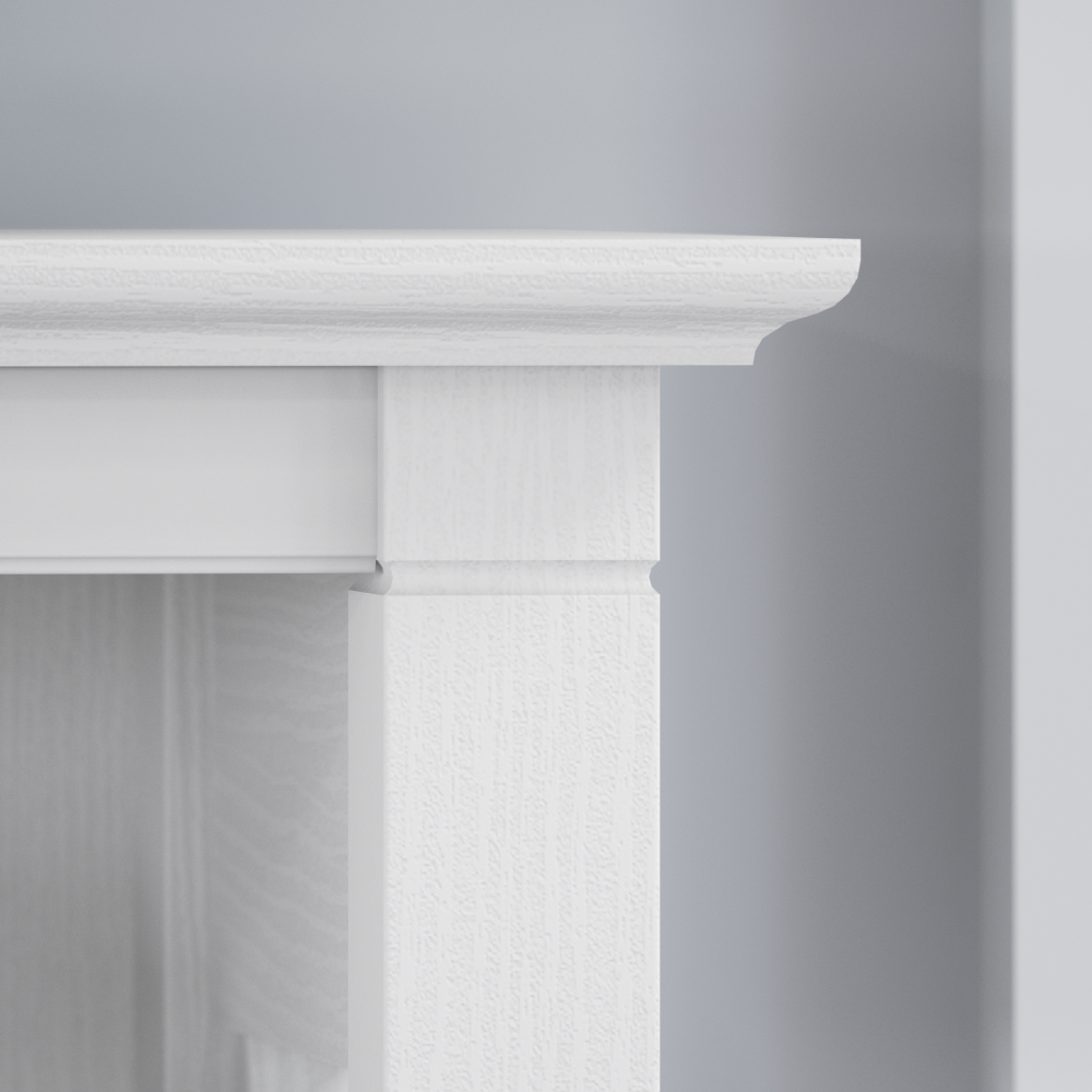 Shop Bush Furniture Key West 60W L Shaped Desk with 2 Drawer Mobile File Cabinet and 5 Shelf Bookcase, Image 05, KWS016WT, #color_pure white oak